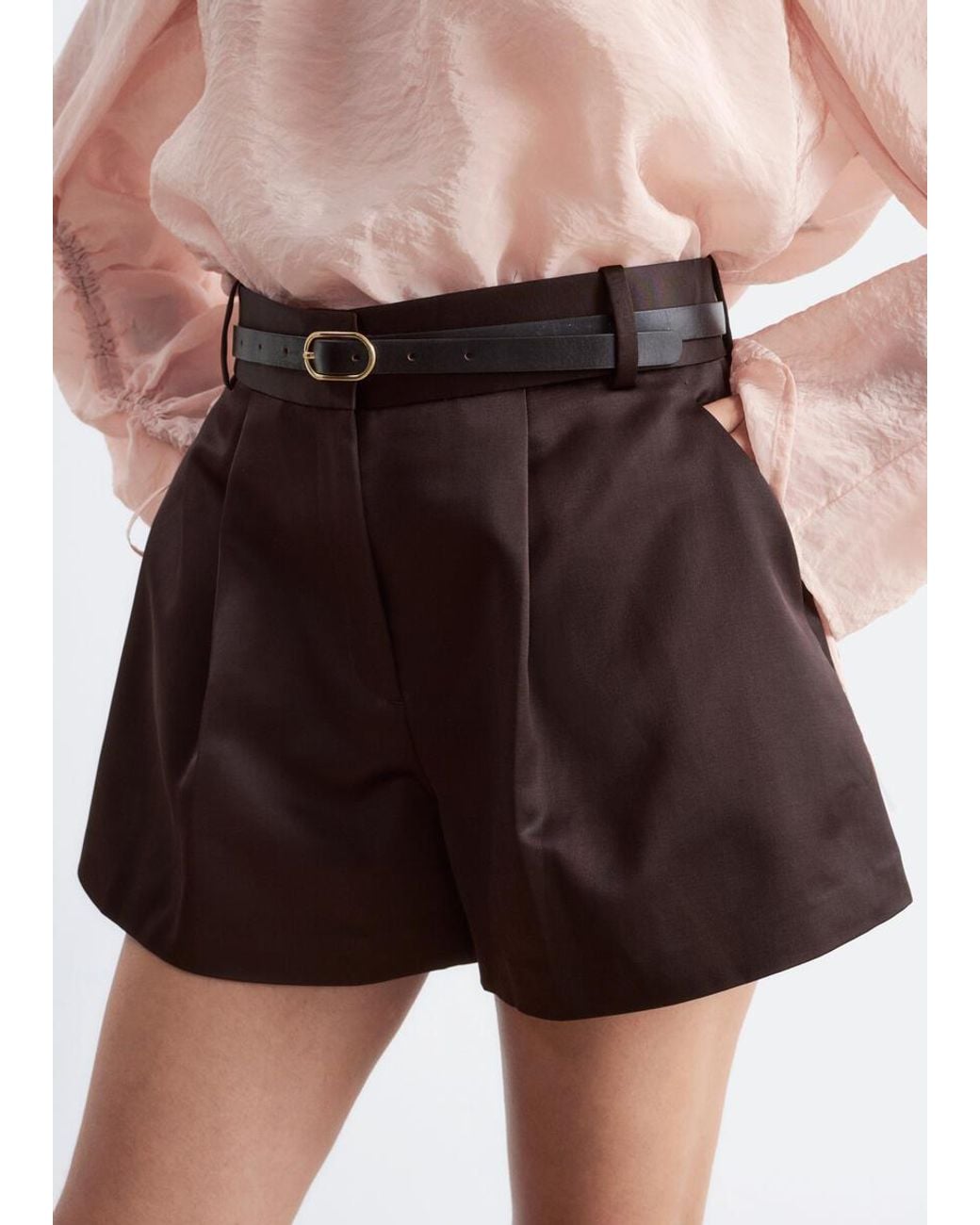& Other Stories White A-Line Satin Shorts