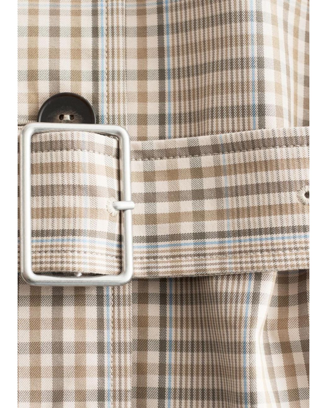 & Other Stories White Checked Buckle-Belt Trench Coat