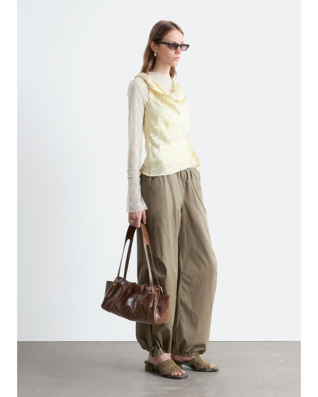 & Other Stories Green Parachute Trousers
