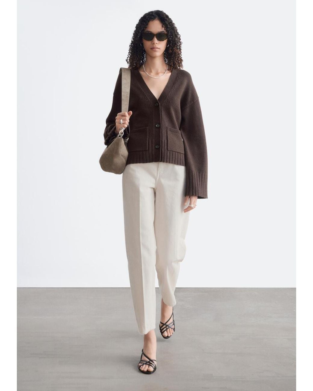 & Other Stories Brown Tapered Knit Cardigan