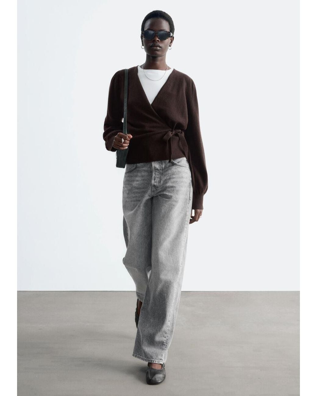 & Other Stories Brown Wool Wrap Cardigan