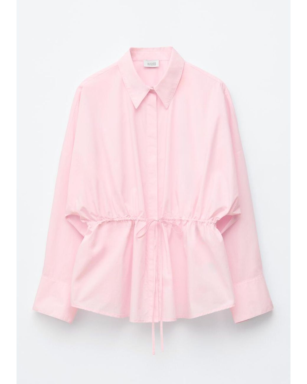 & Other Stories Pink Cotton Poplin Drawstring Shirt