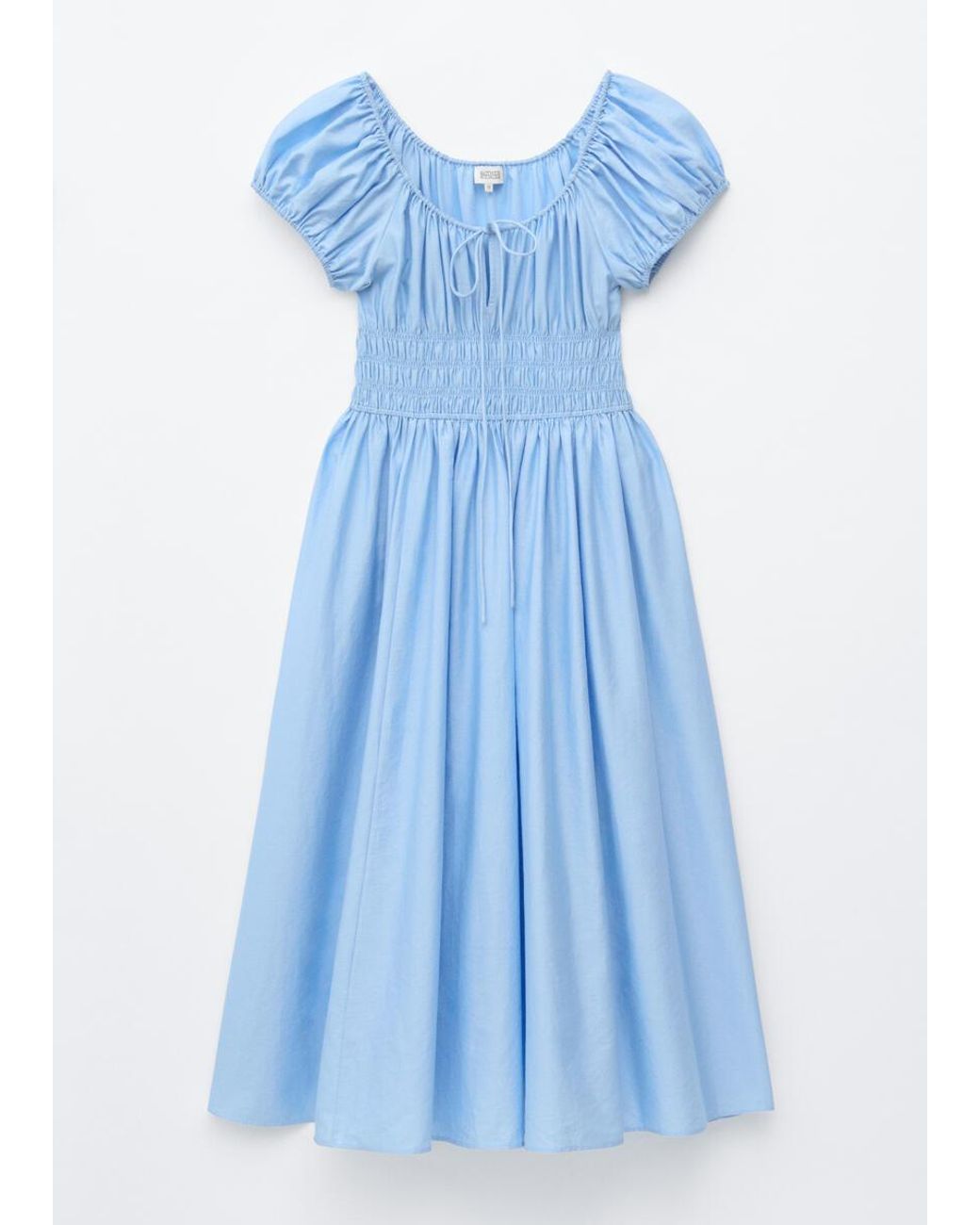 & Other Stories Blue Cotton Smocked Midi Dress