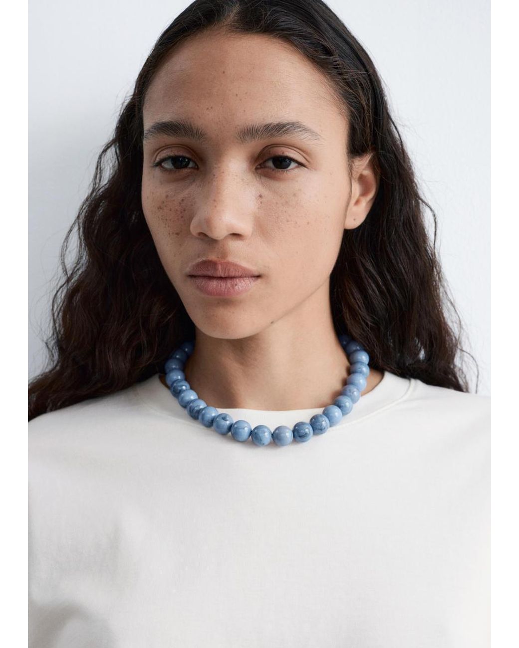 & Other Stories White Short Bead Necklace