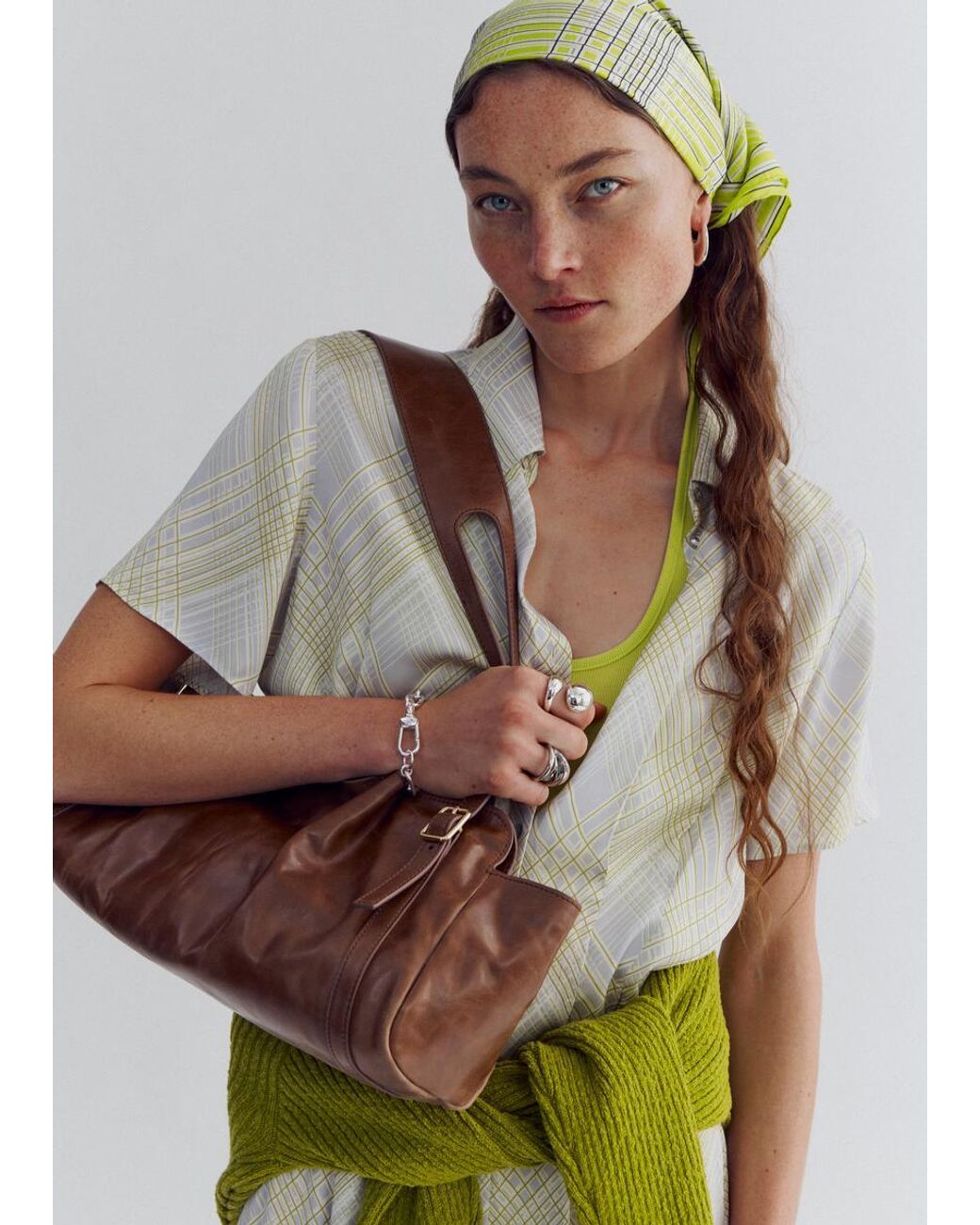 & Other Stories Yellow Printed Silk Scarf
