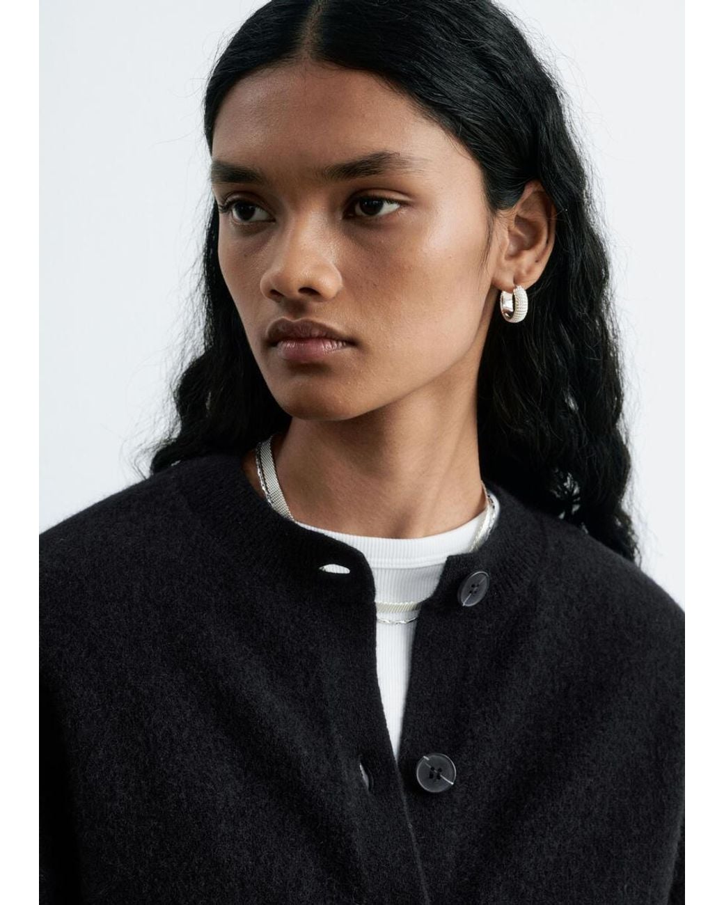 & Other Stories Black Boiled Merino Cardigan