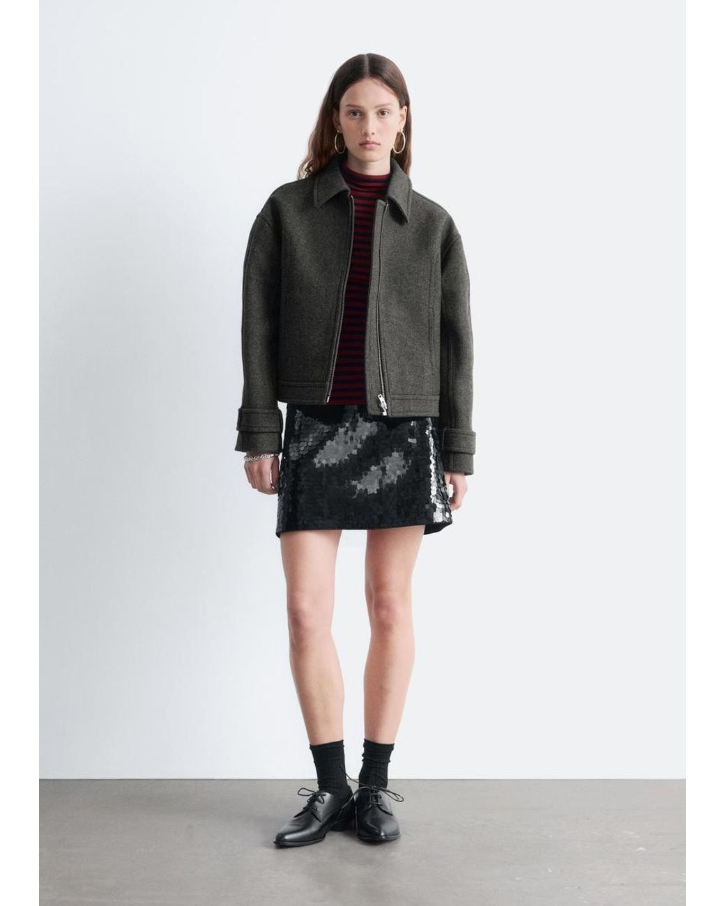 & Other Stories Black Sequin Mini Skirt