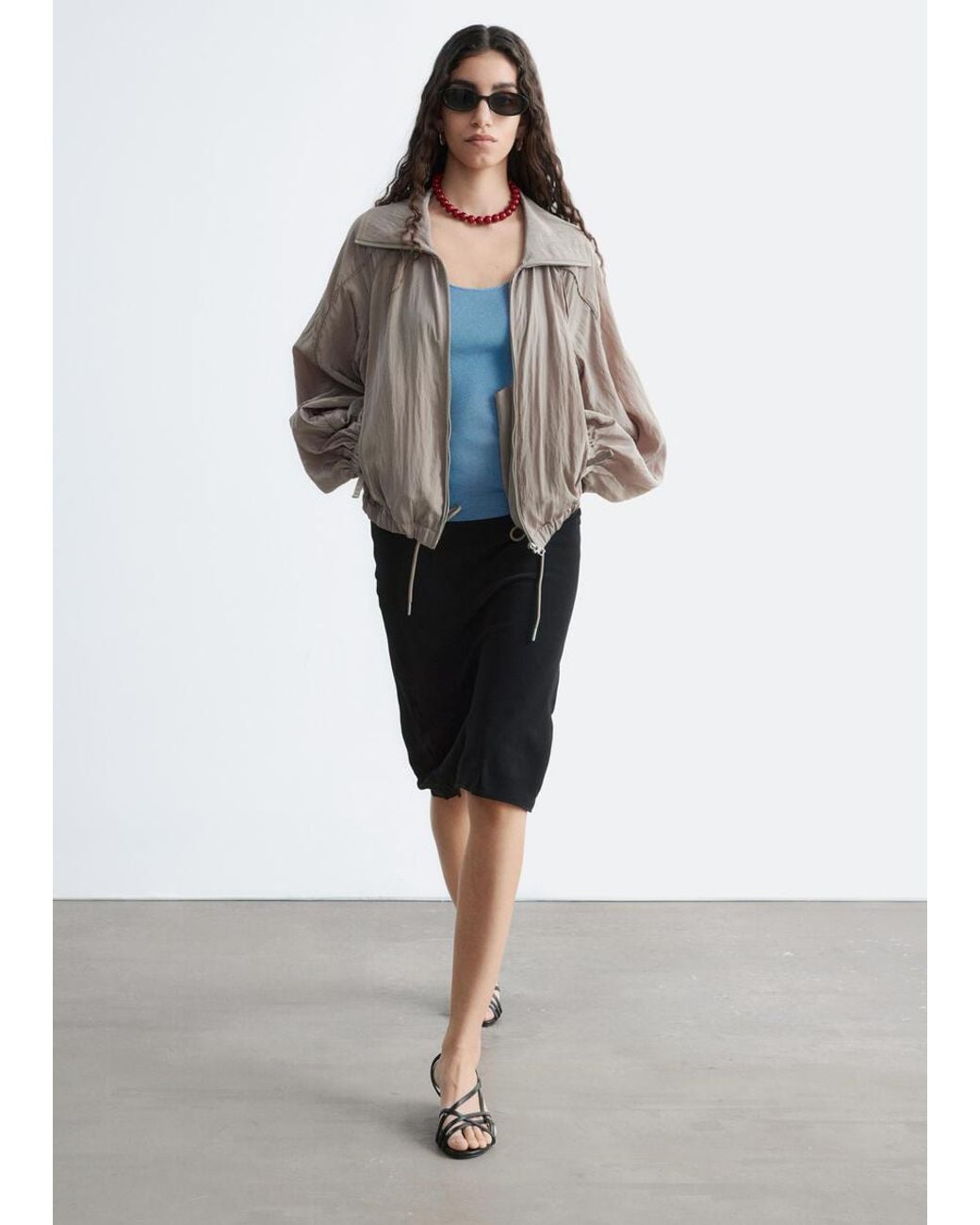 & Other Stories Gray Sporty Drawstring Jacket