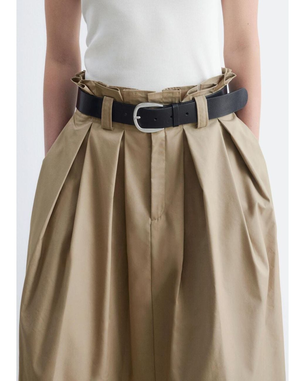 & Other Stories White Pleated Midi Skirt