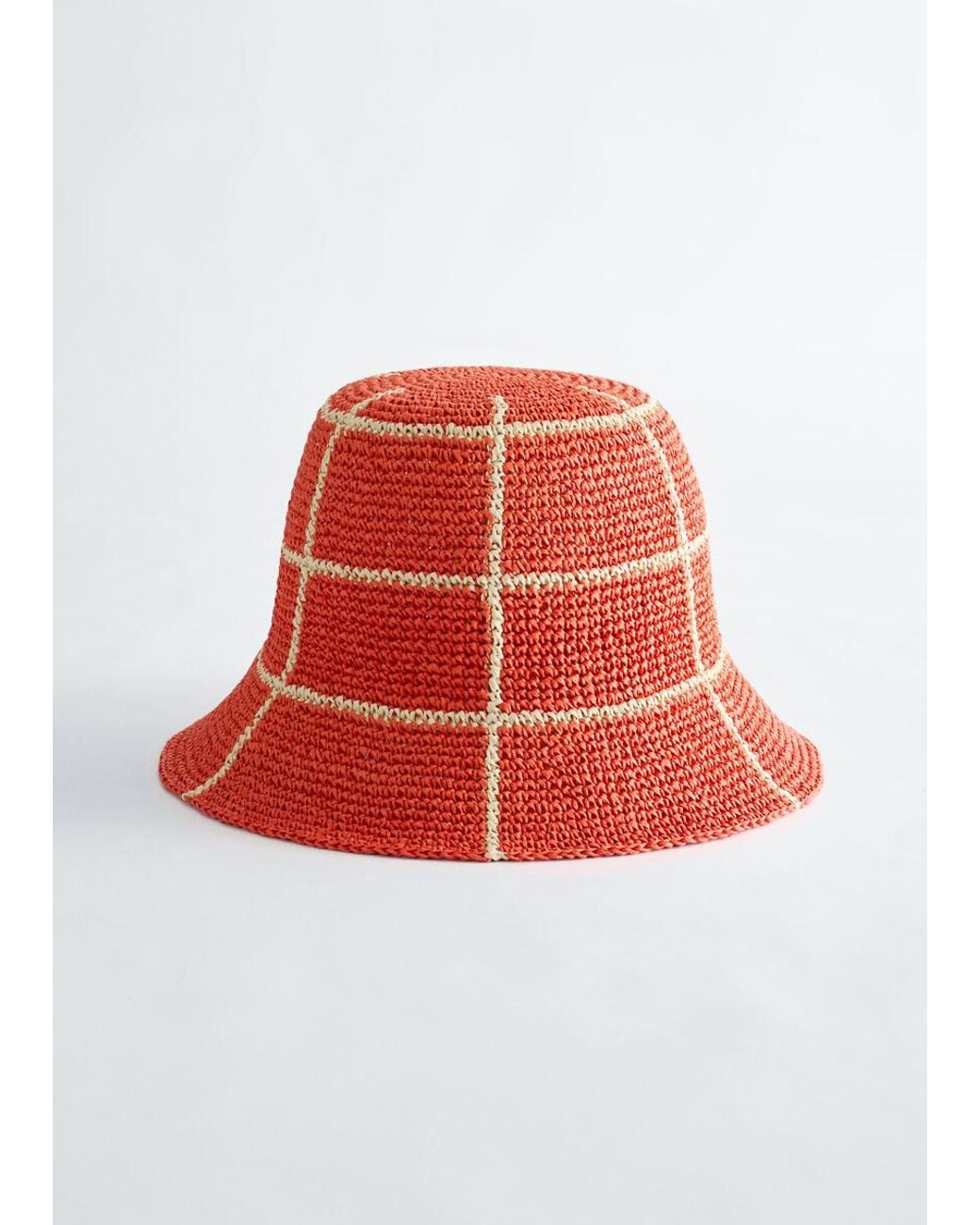 & Other Stories Red Woven Straw Bucket Hat