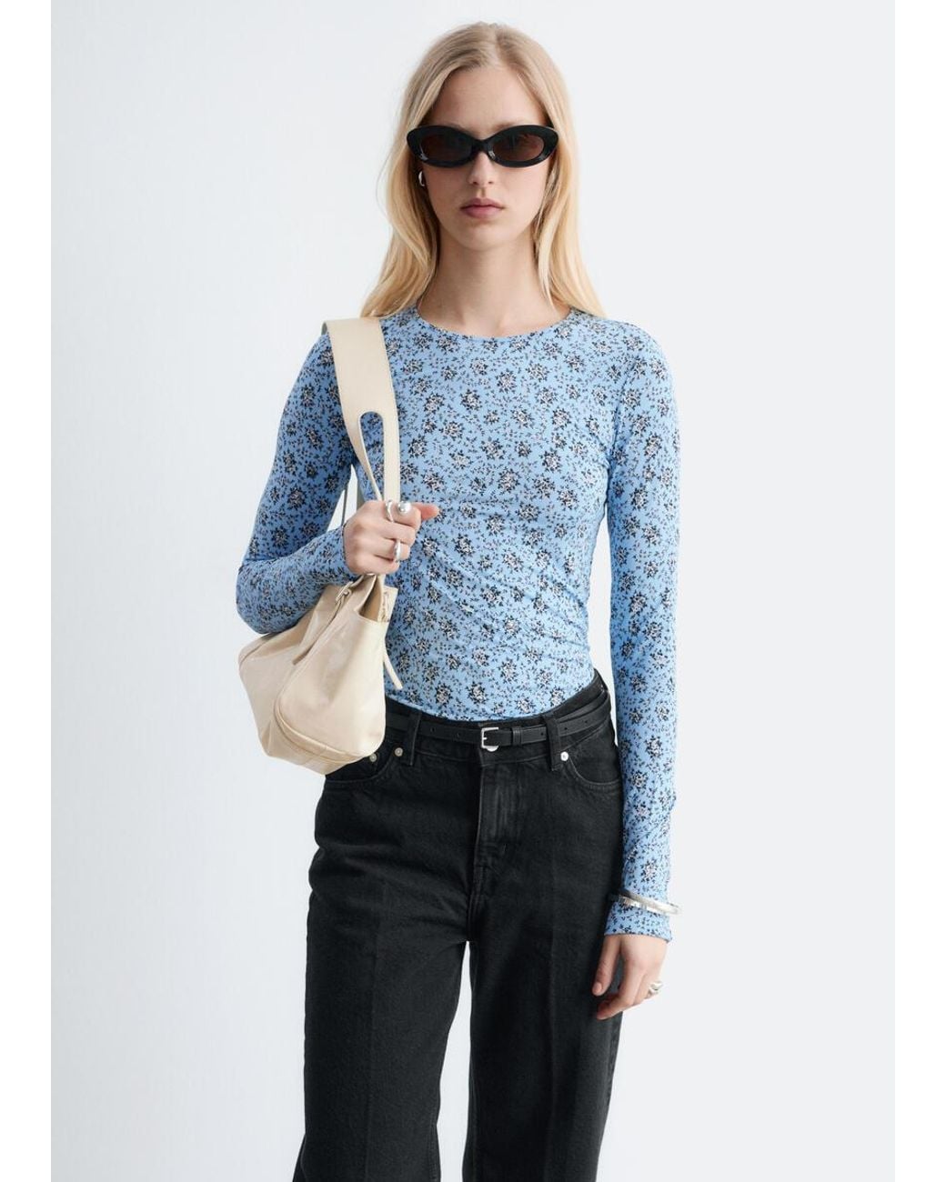 & Other Stories Blue Long-Sleeve Jersey Top