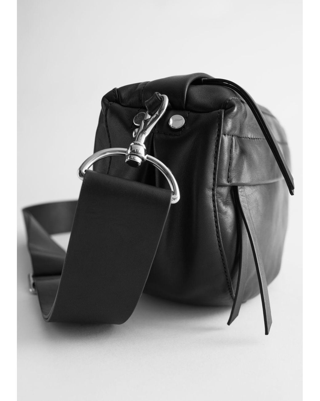 & Other Stories Leather Half Moon Crossbody Bag in Black | Lyst