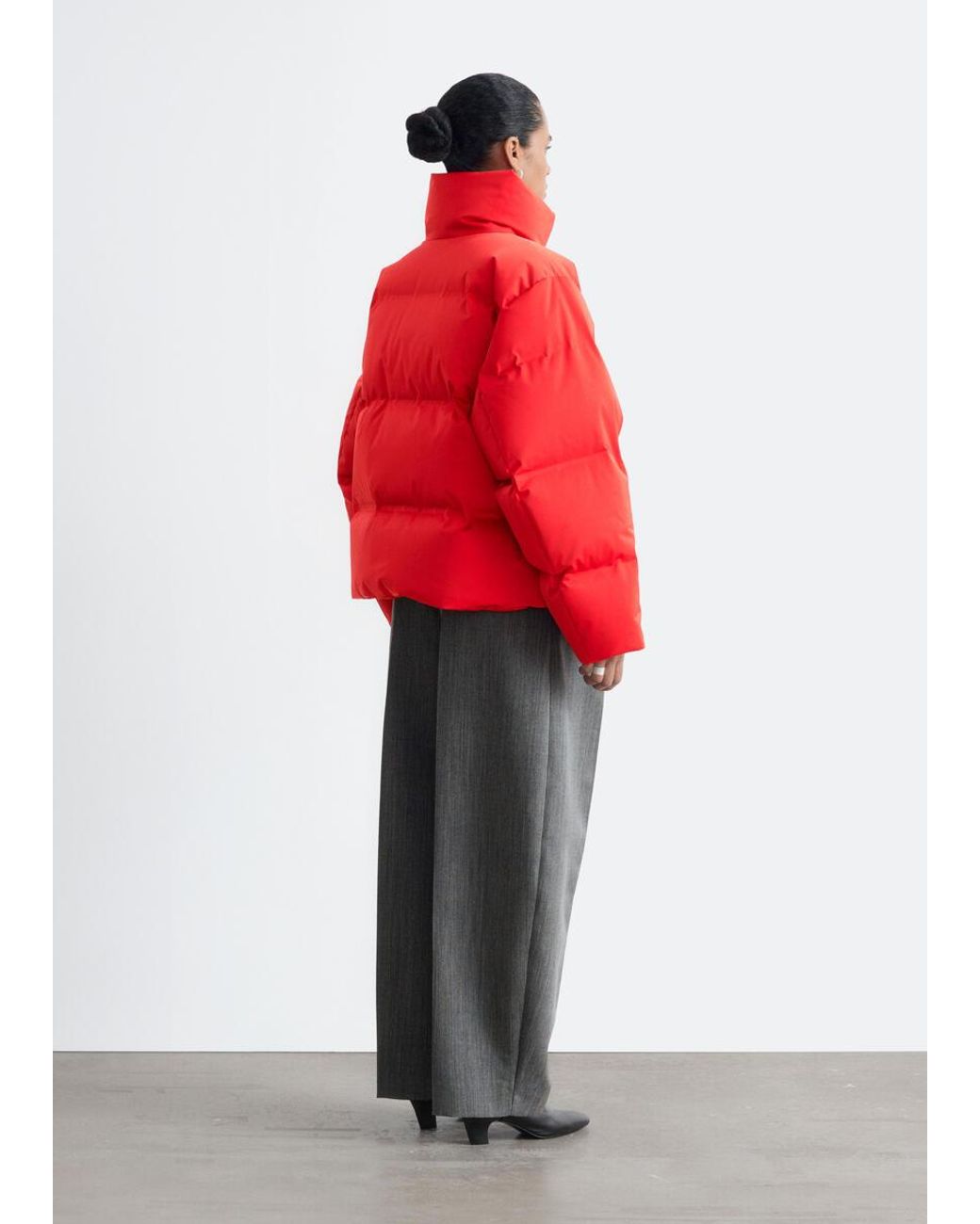 & Other Stories Red Down Puffer Jacket