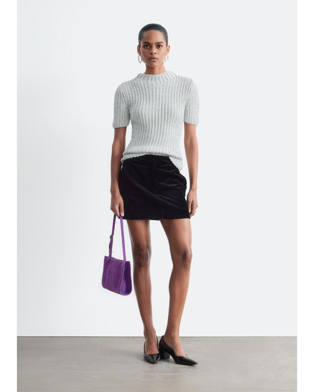 & Other Stories White Metallic Knit Top