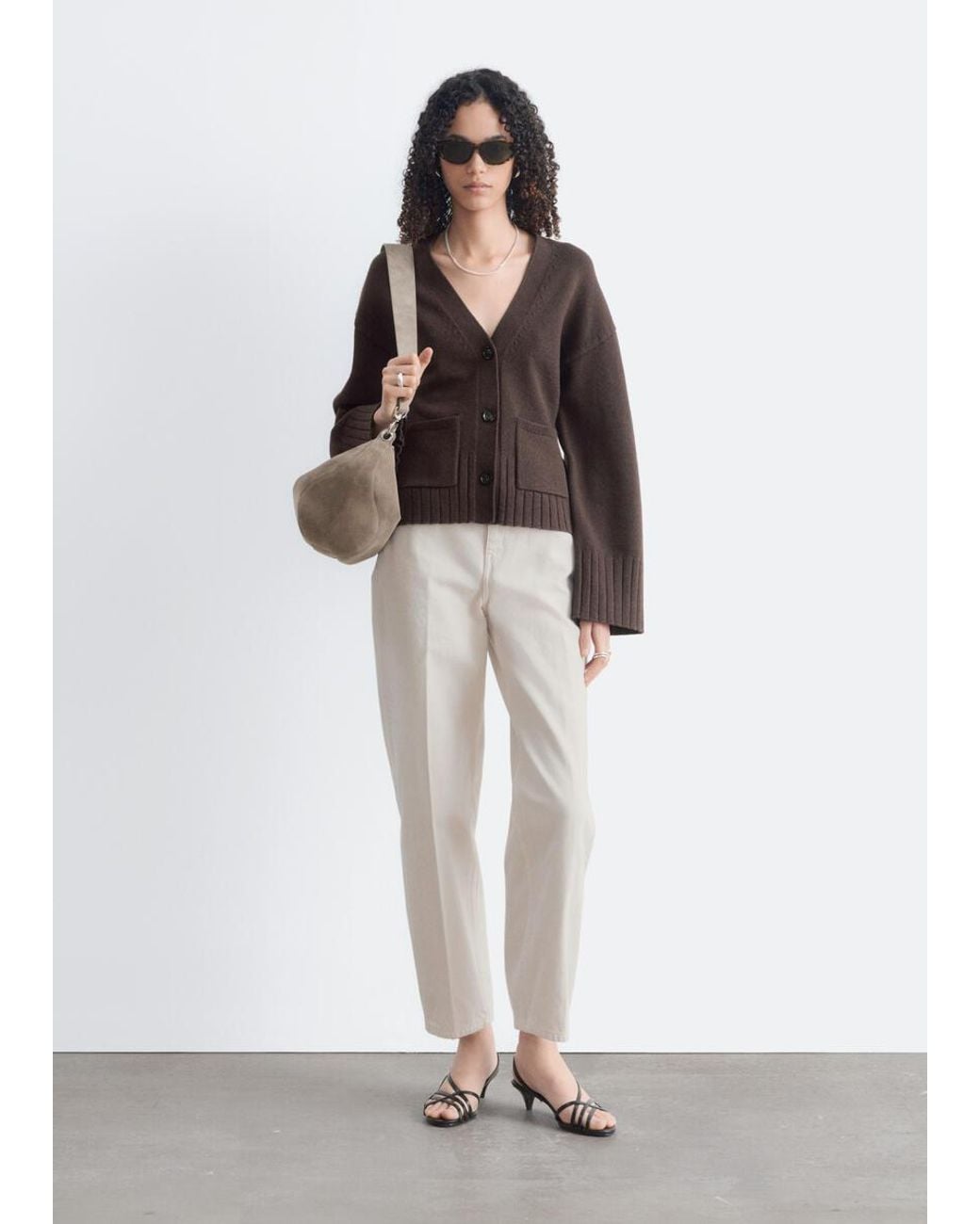 & Other Stories Brown Tapered Knit Cardigan