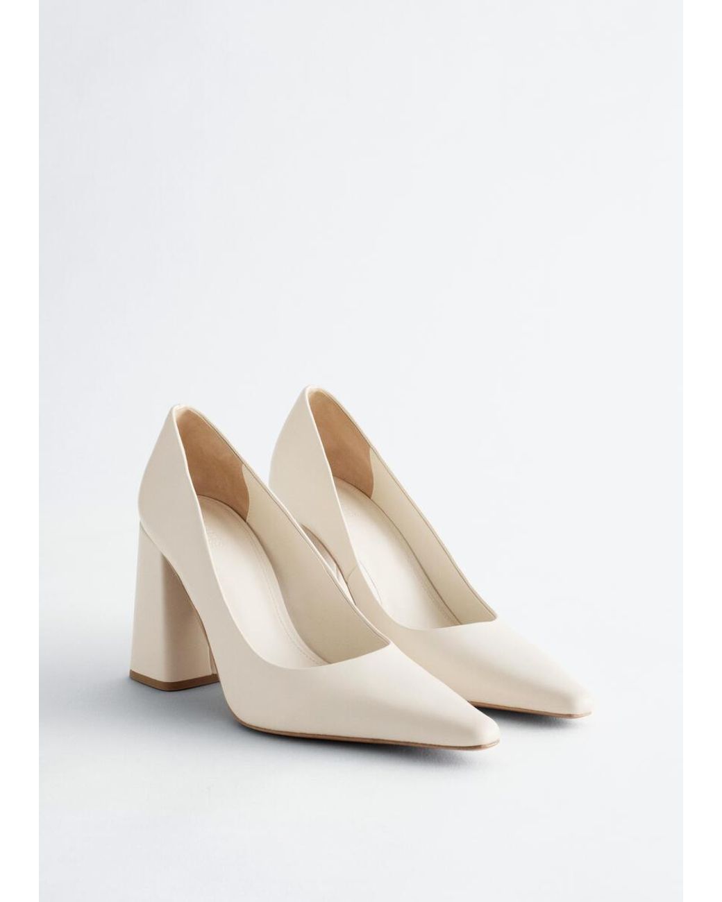 & Other Stories Gray Block-Heel Leather Pumps