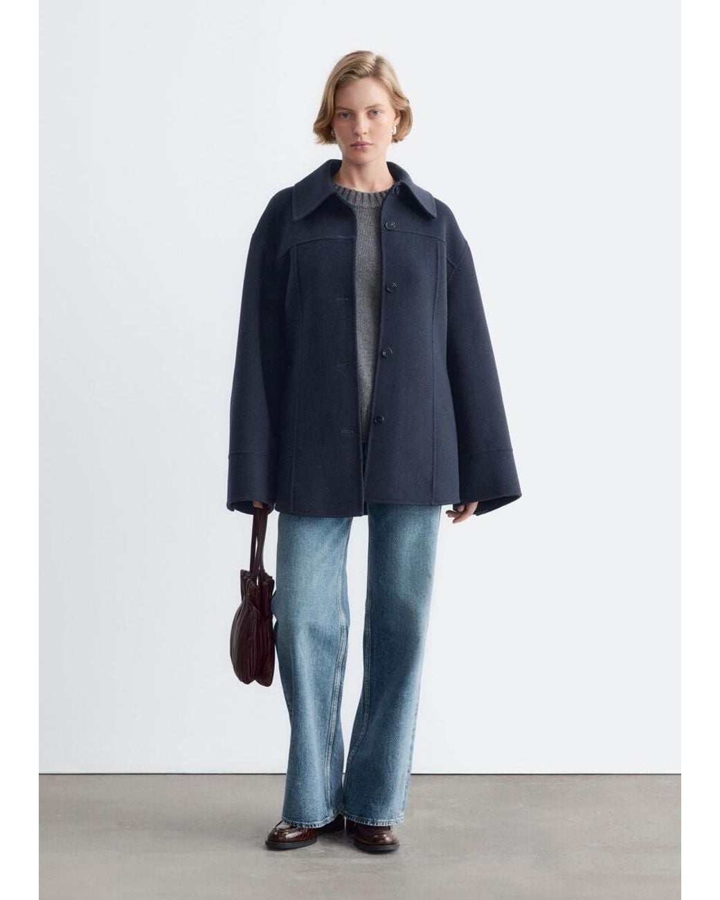 & Other Stories Blue Tapered Wool Jacket