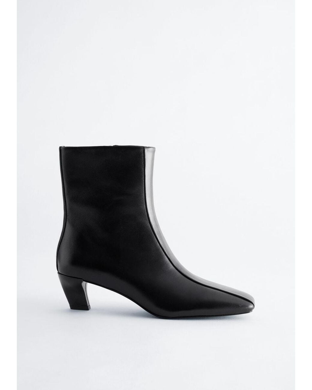& Other Stories Black Kitten Heel Leather Ankle Boots