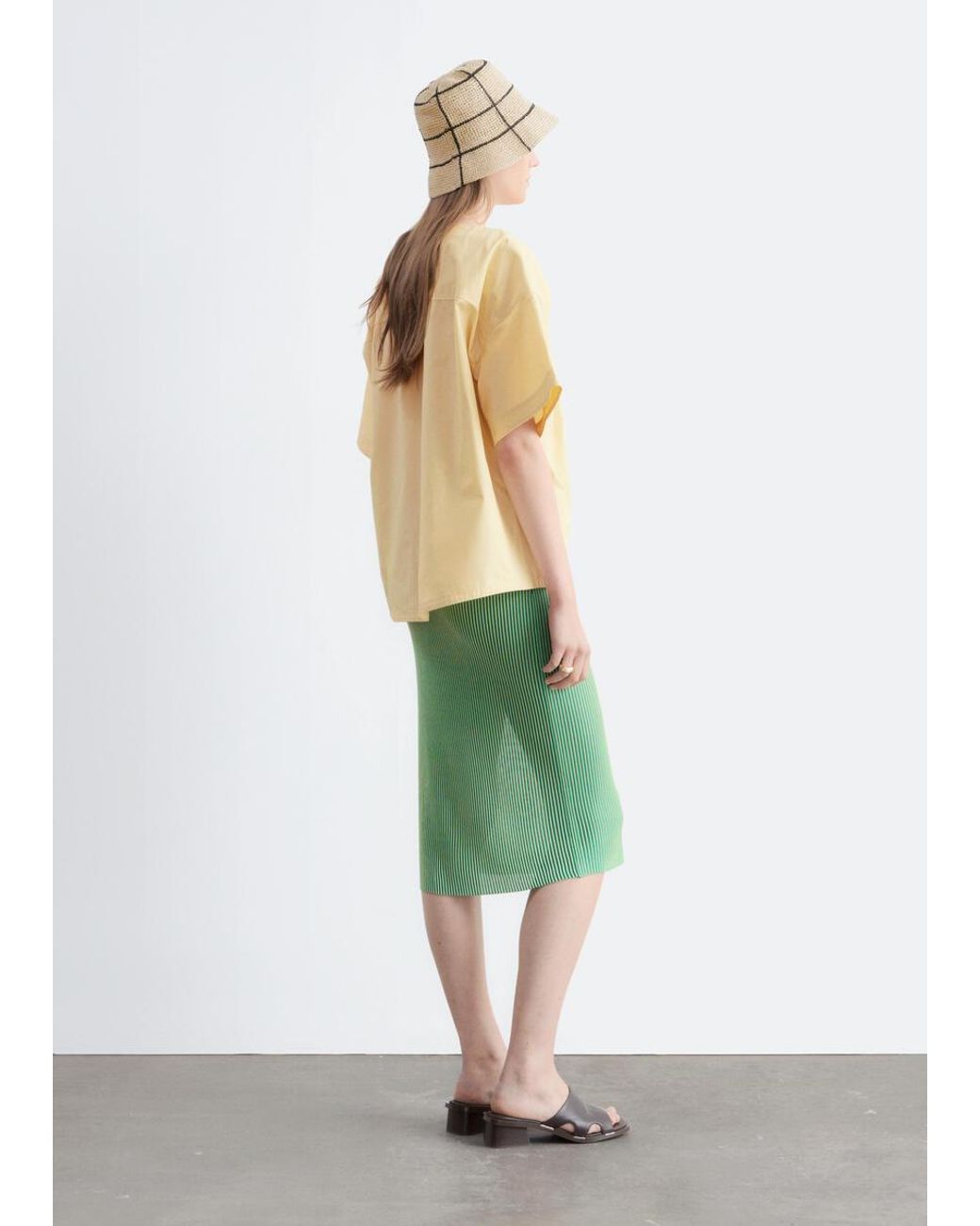 & Other Stories Green Tie-Hem Cotton Top
