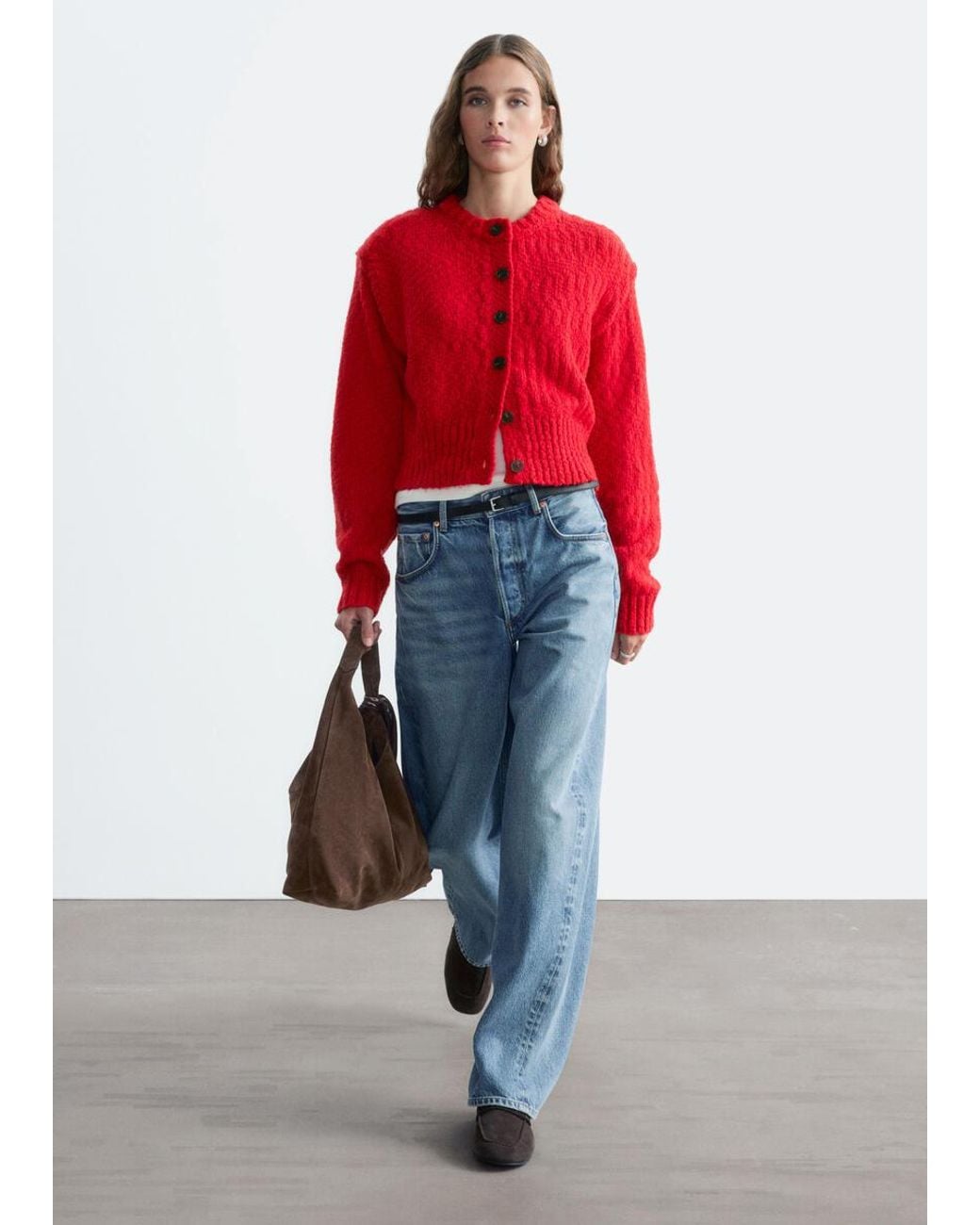 & Other Stories Red Wool-Cotton Cardigan