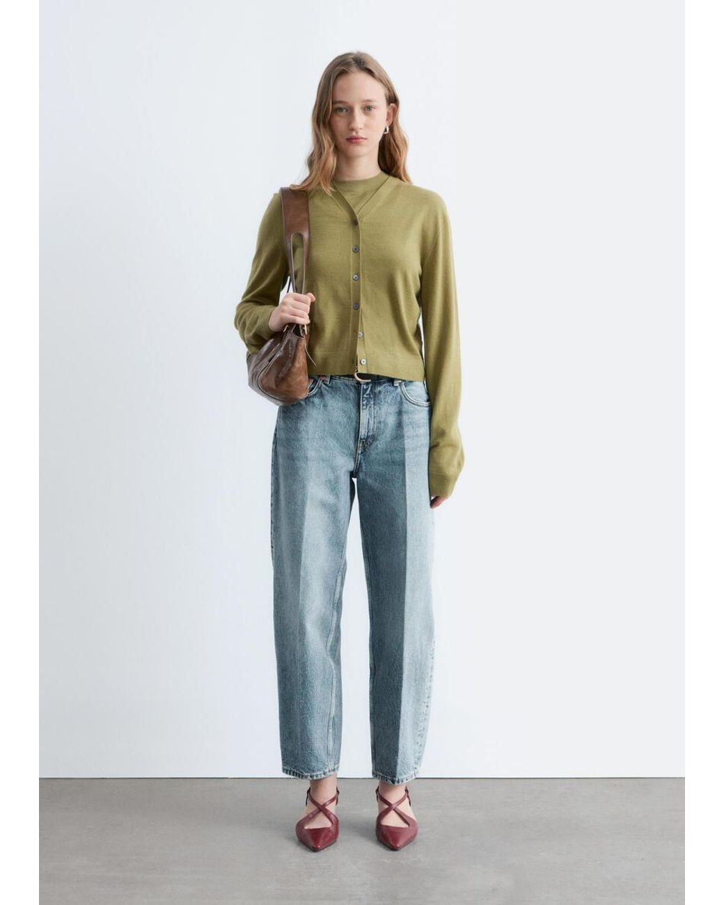 & Other Stories White Cropped Cashmere Cardigan
