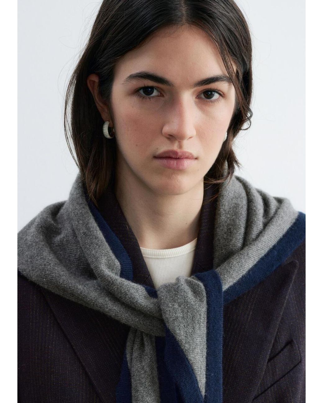 & Other Stories Gray Silk-Cashmere Triangle Scarf