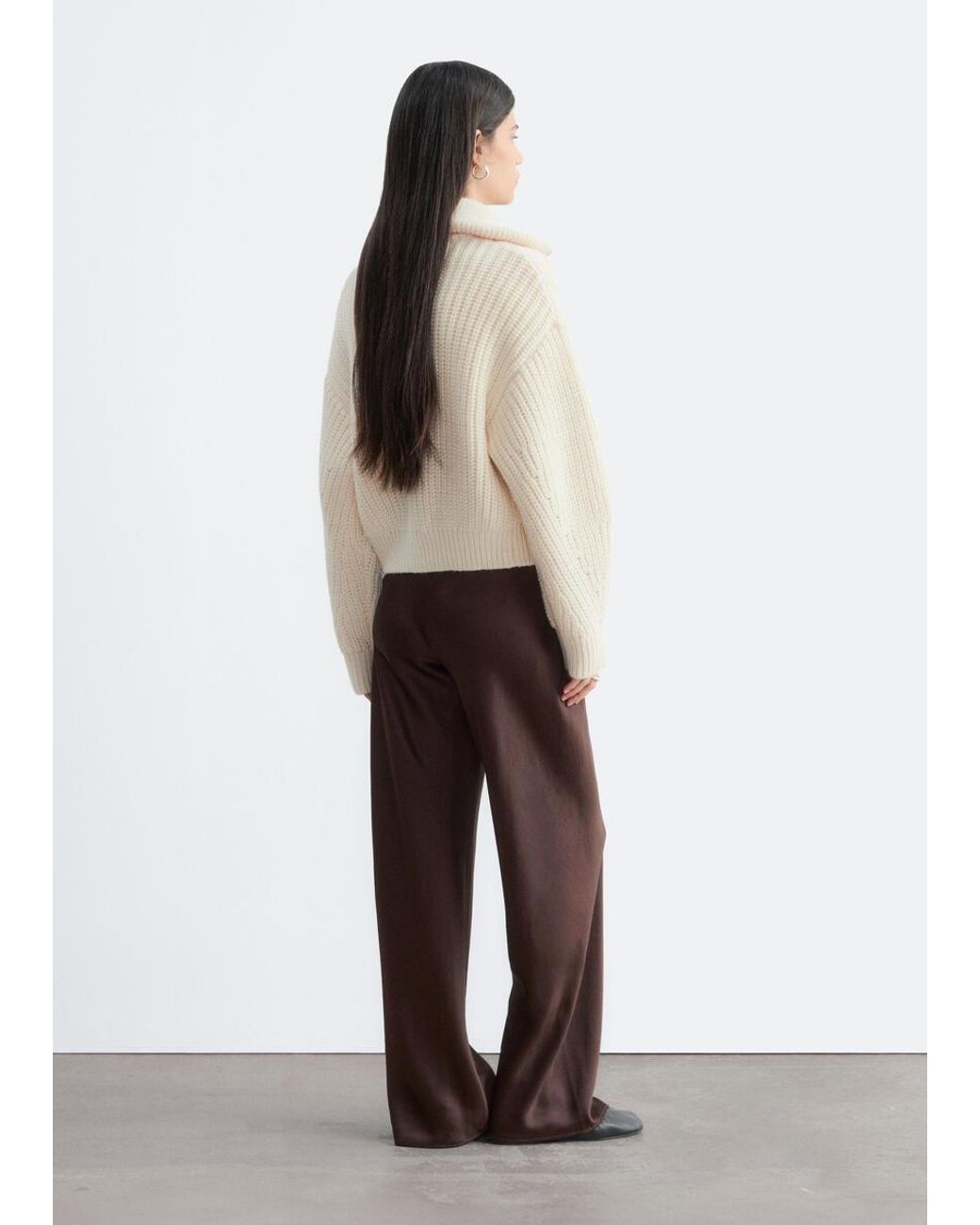 & Other Stories Brown Satin Pull-On Trousers