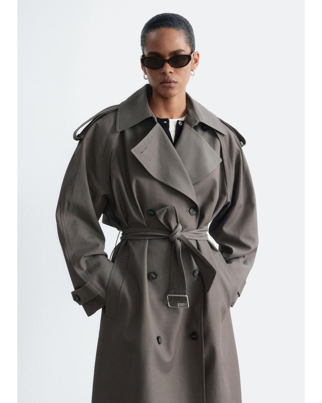 & Other Stories Gray Relaxed Trench Coat