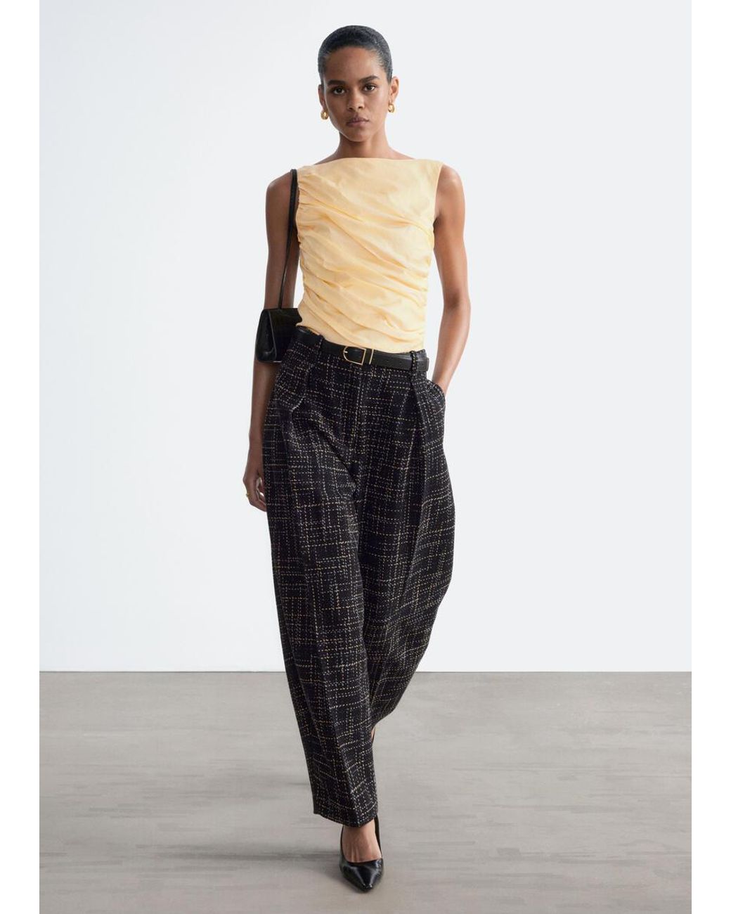 & Other Stories Blue Textured Cotton Top