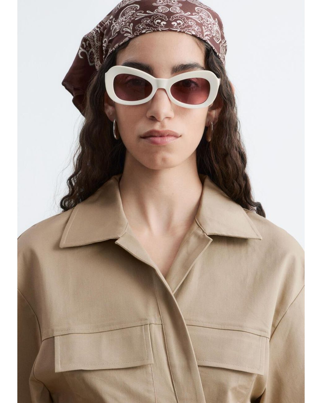 & Other Stories Natural Wrap-Front Mini Dress