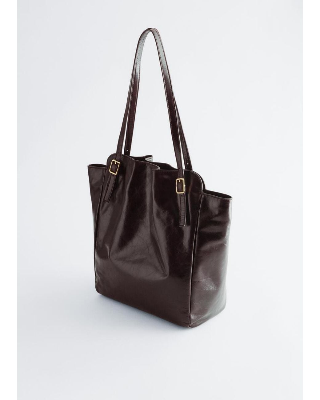 & Other Stories Brown Buckle-Strap Leather Tote