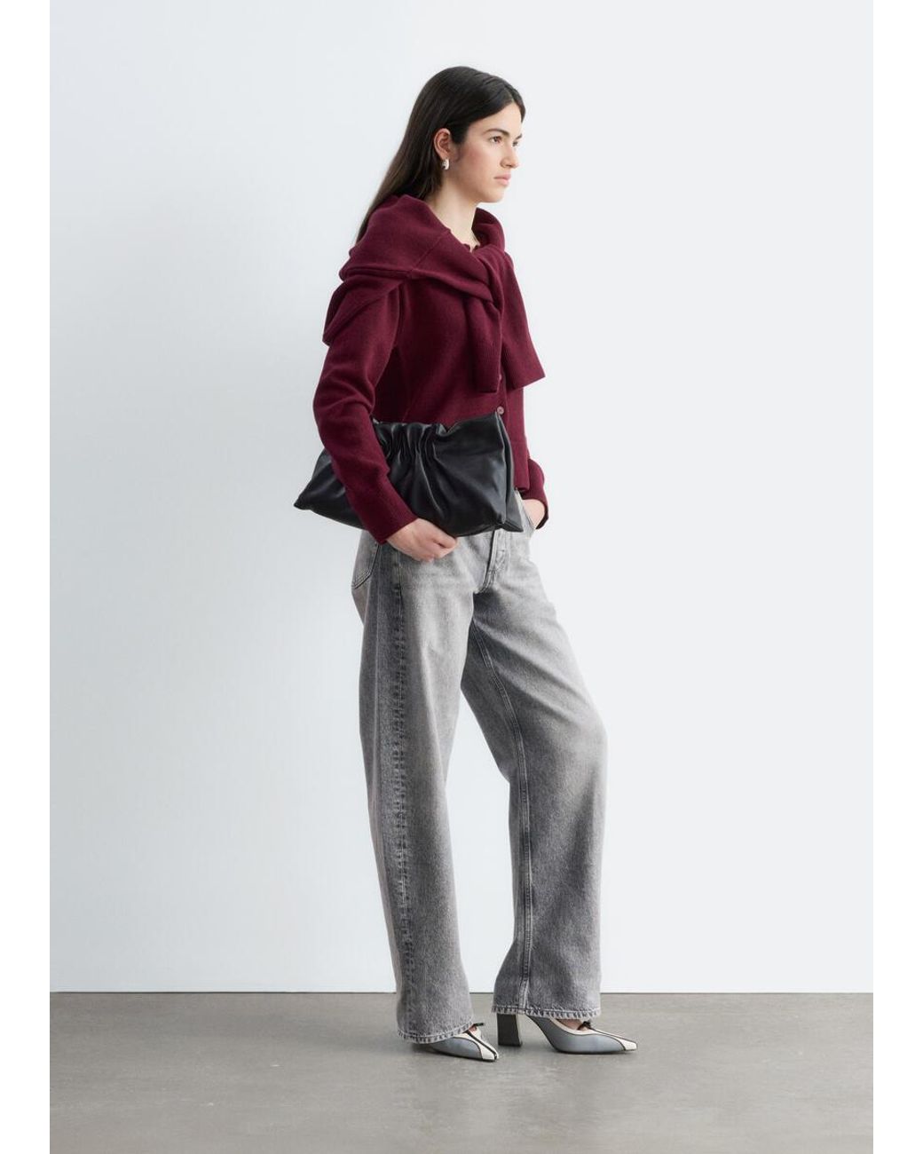& Other Stories Red Thin-Knit Cardigan