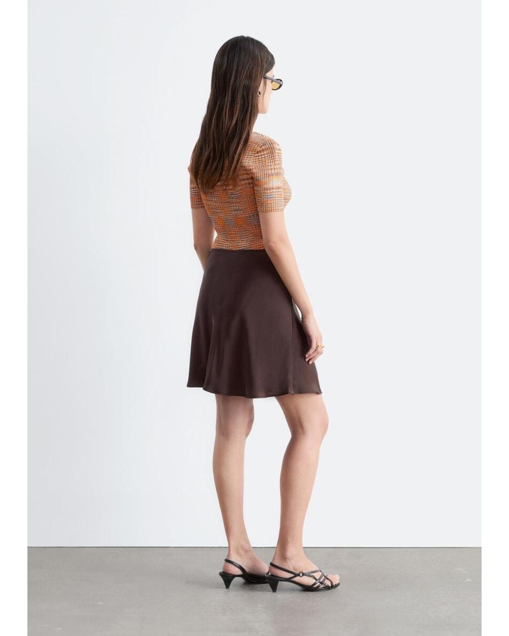 & Other Stories Brown Bias-Cut Mini Skirt