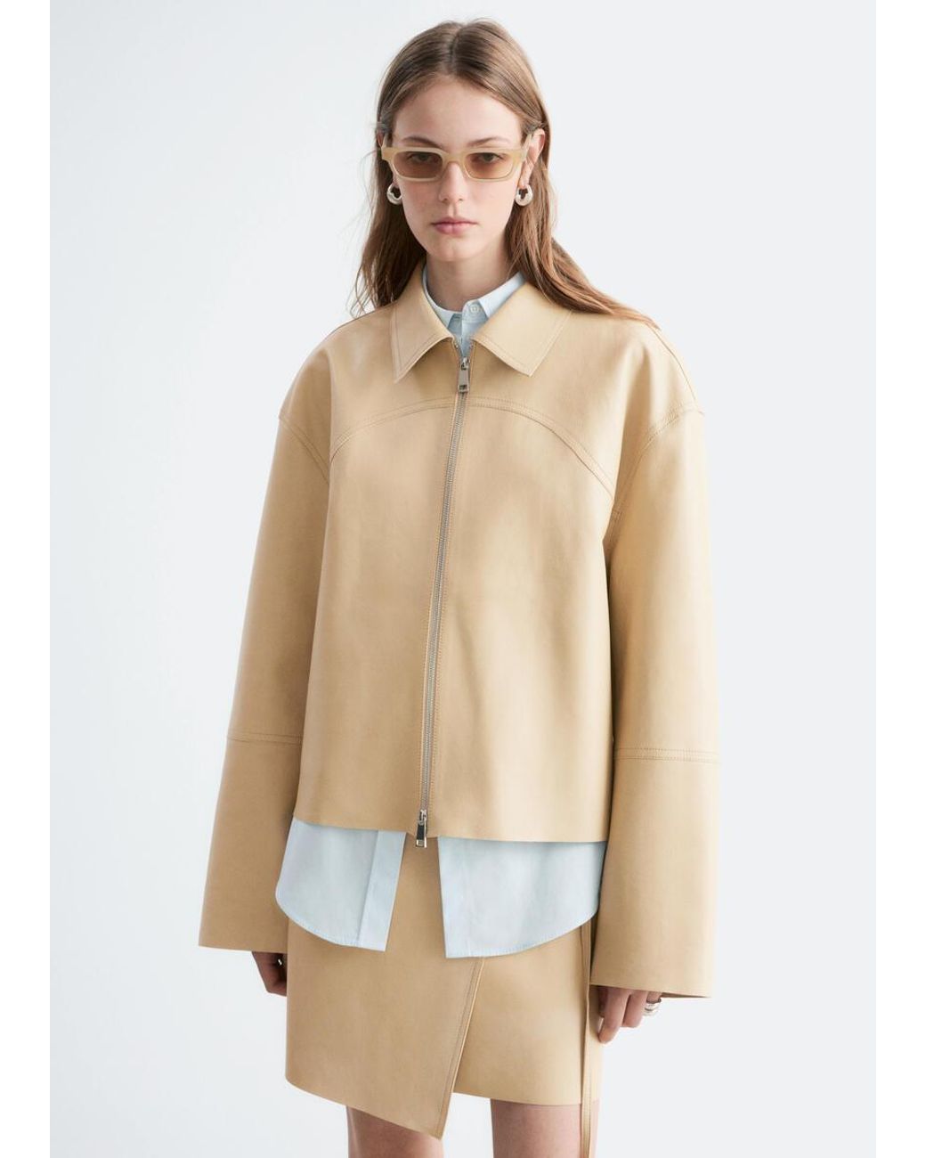 & Other Stories Natural Relaxed Leather Jacket