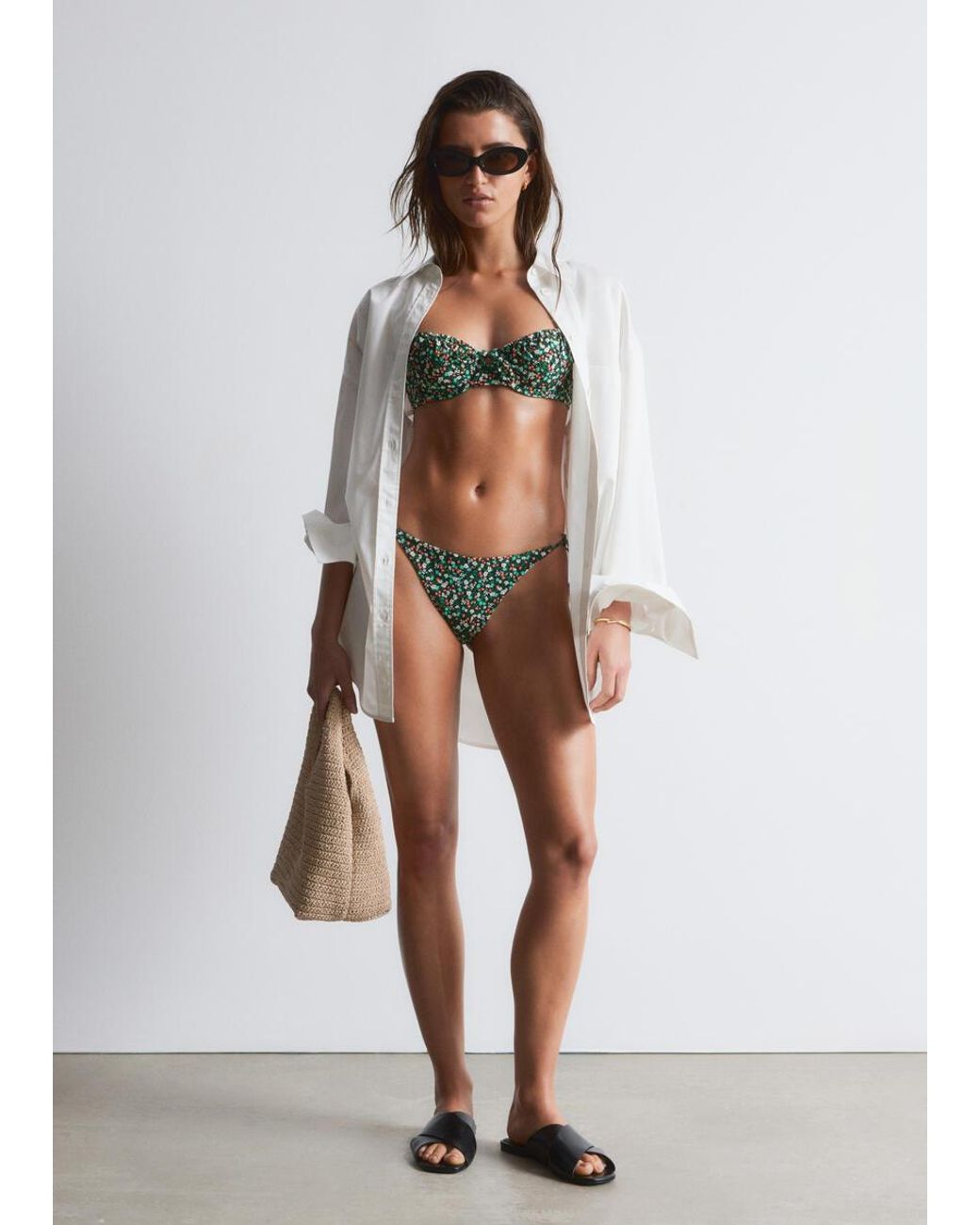 & Other Stories Brown Bow-Detail Underwire Bikini Top