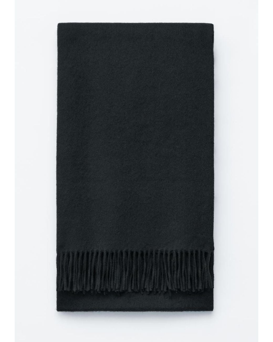 & Other Stories Black Fringed Wool Blanket Scarf