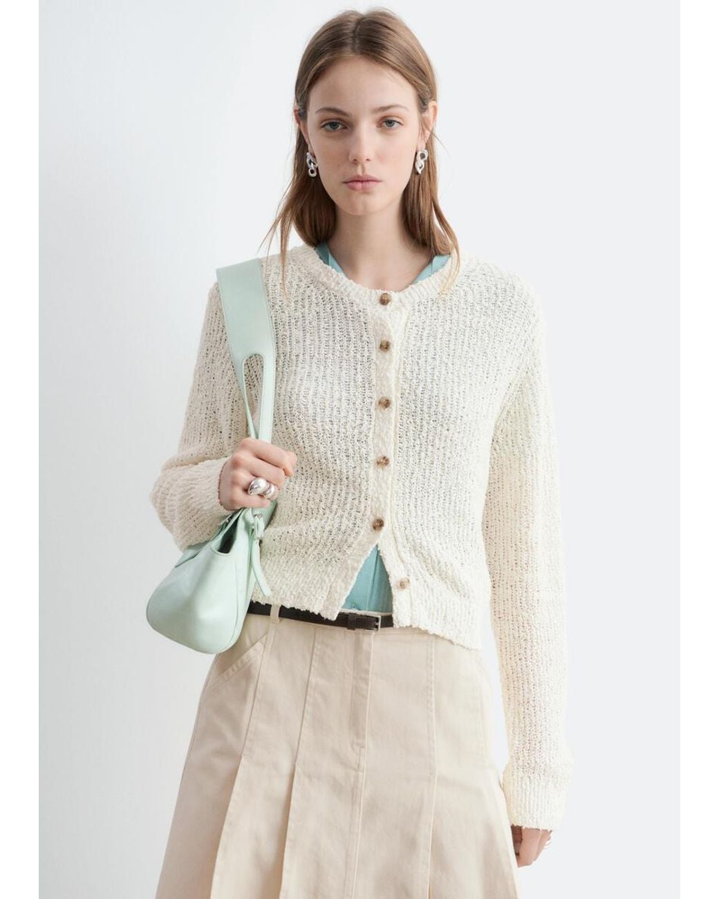 & Other Stories White Silk-Cotton Cardigan