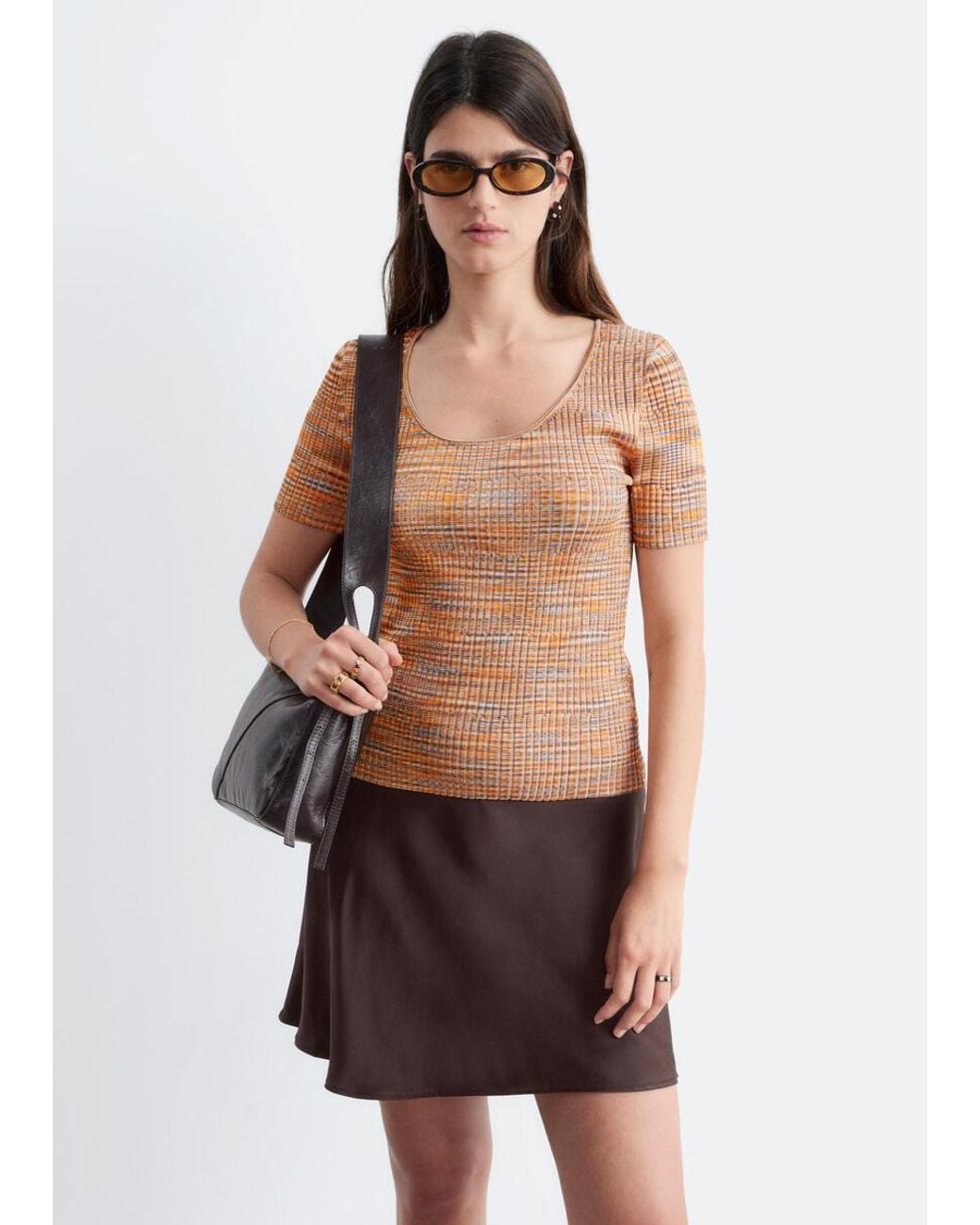 & Other Stories Brown Bias-Cut Mini Skirt