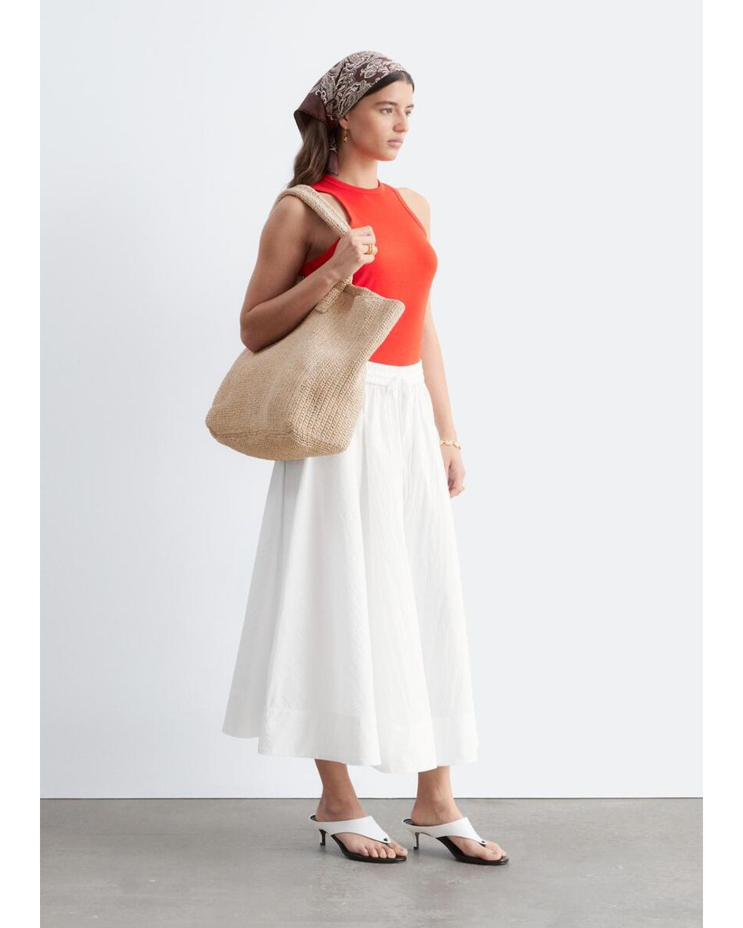 & Other Stories White Gathered A-Line Maxi Skirt