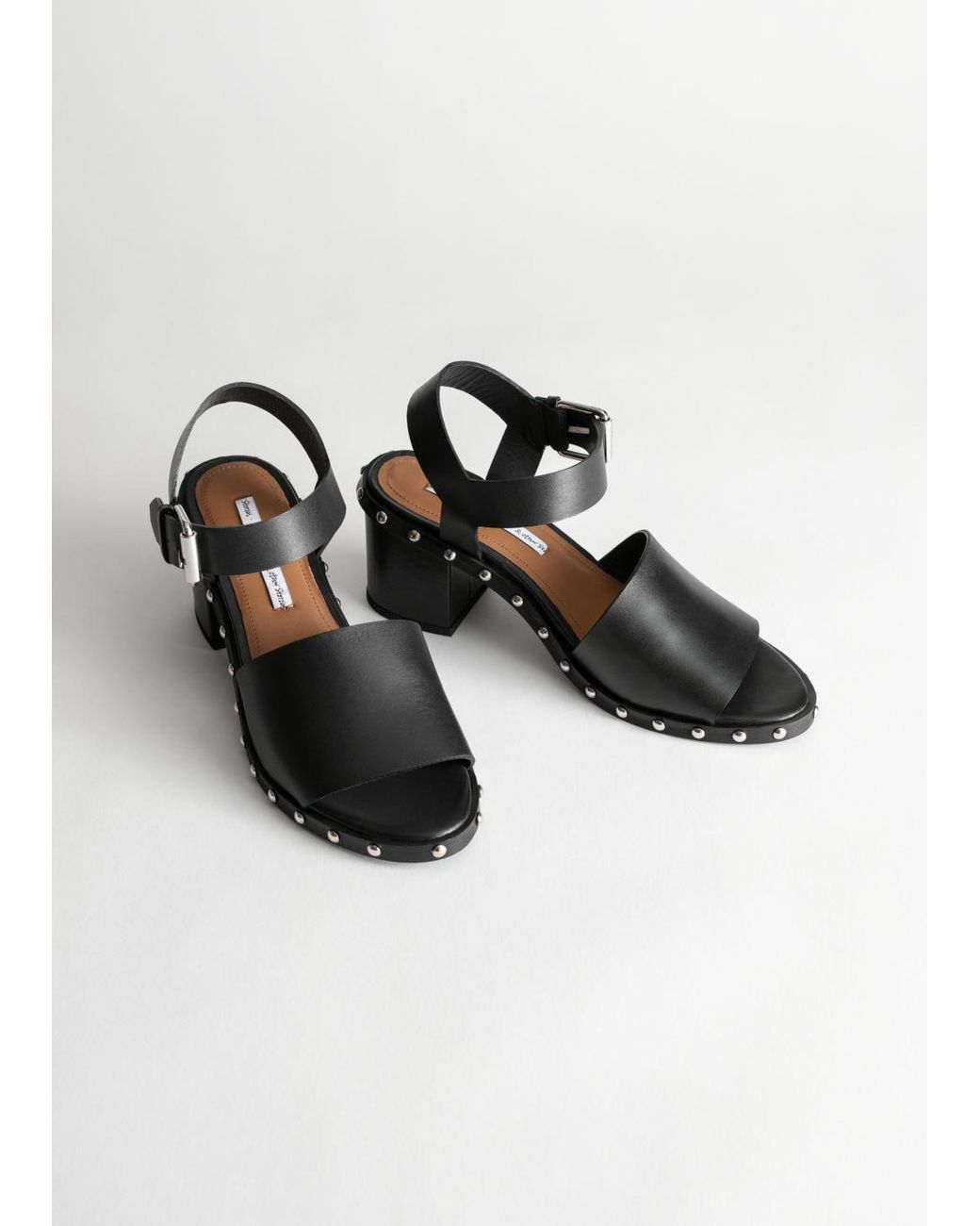& Other Stories Studded Leather Heeled Sandals in Black | Lyst Canada
