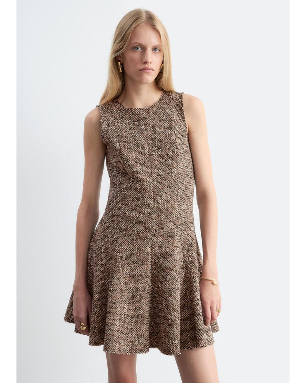 & Other Stories Brown Raw-Edge Mini Dress
