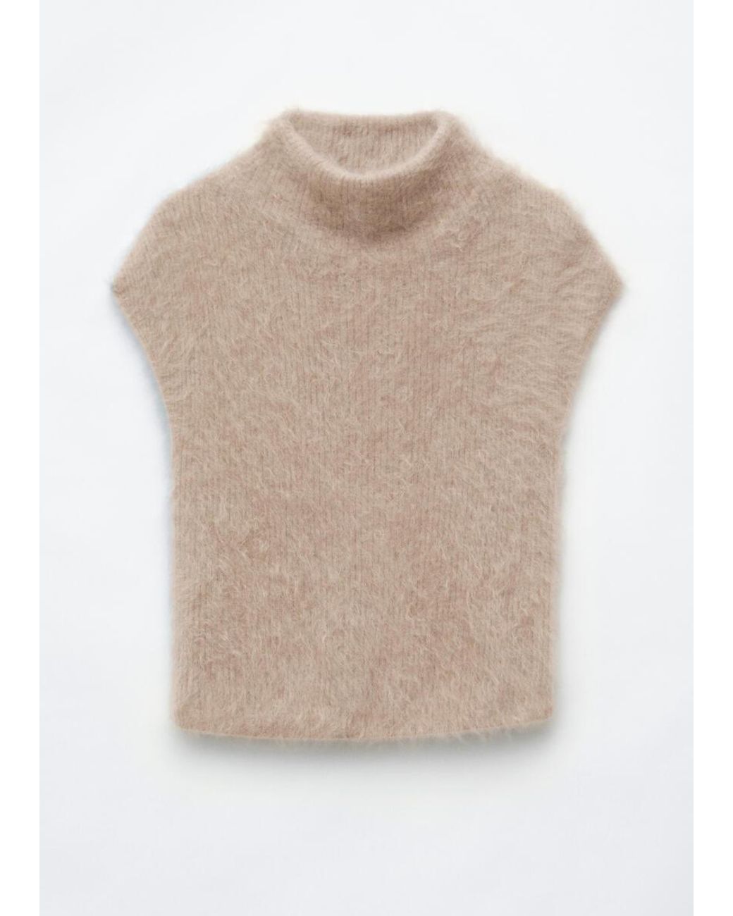 & Other Stories Natural Cashmere Rib Mock Neck Top