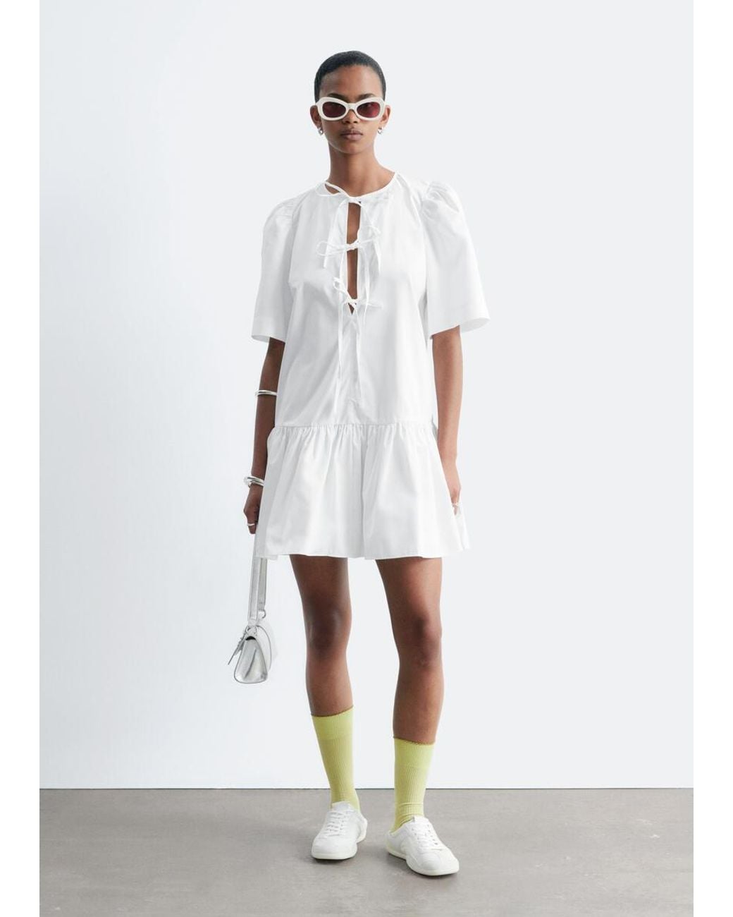 & Other Stories White Peplum Mini Dress