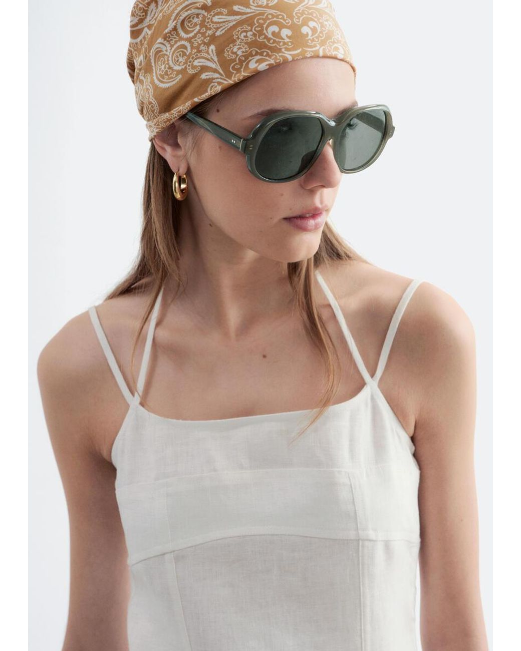 & Other Stories White Linen Midi Dress