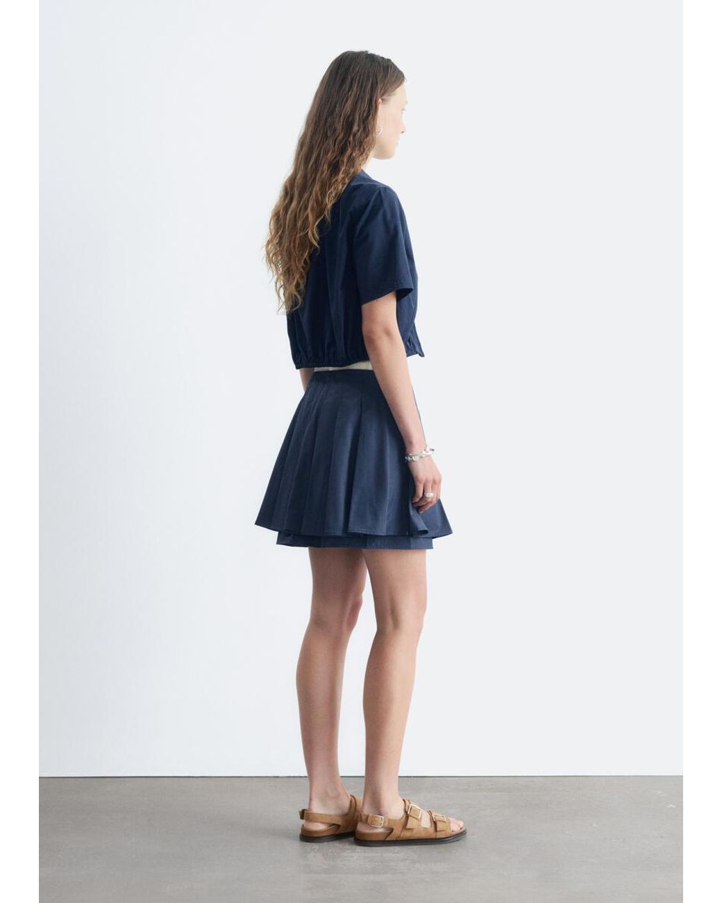 & Other Stories Blue Pleated Mini Skirt