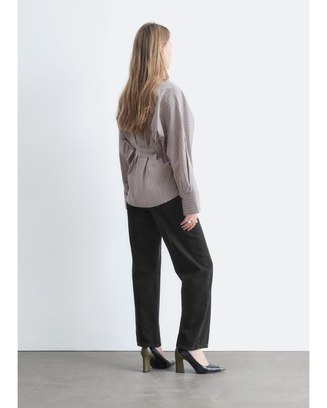 & Other Stories Gray Fitted-Waist Cotton Shirt