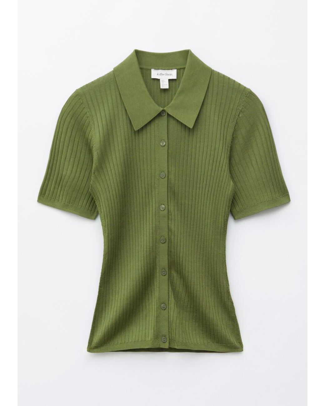 & Other Stories Green Rib-Knit Top