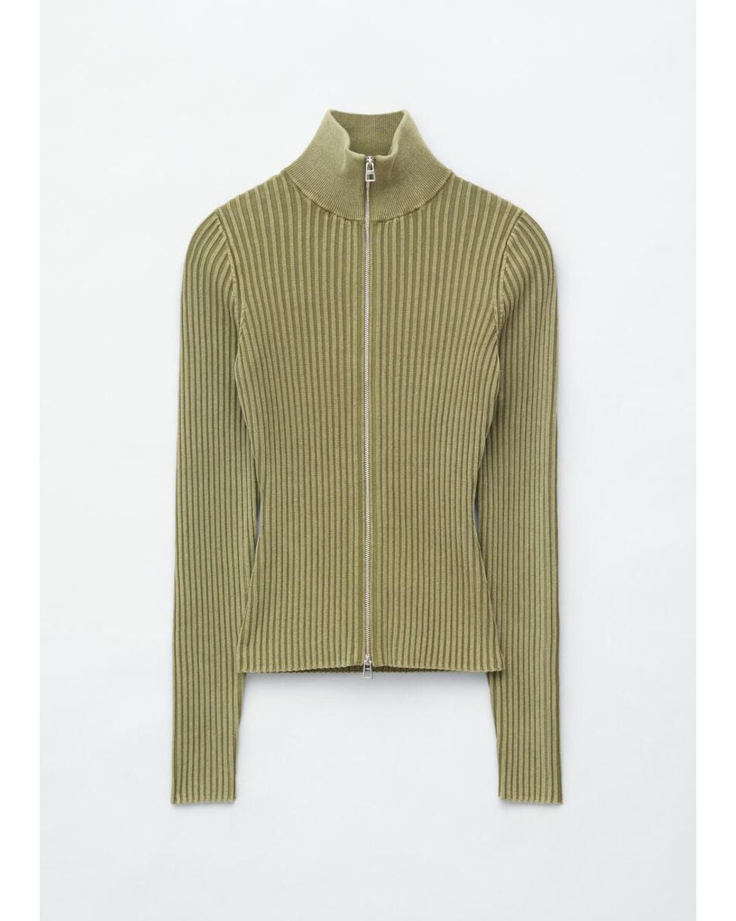 & Other Stories White Zip-Up Turtleneck Cardigan
