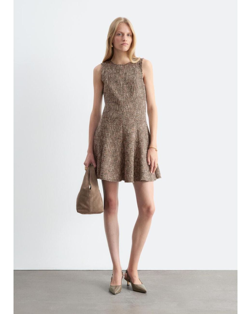& Other Stories Brown Raw-Edge Mini Dress