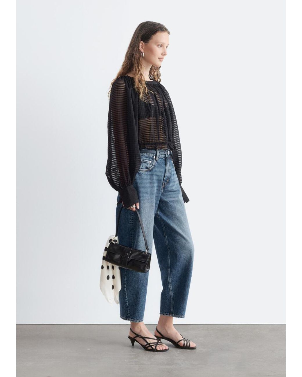 & Other Stories Blue Gathered Crepe Blouse